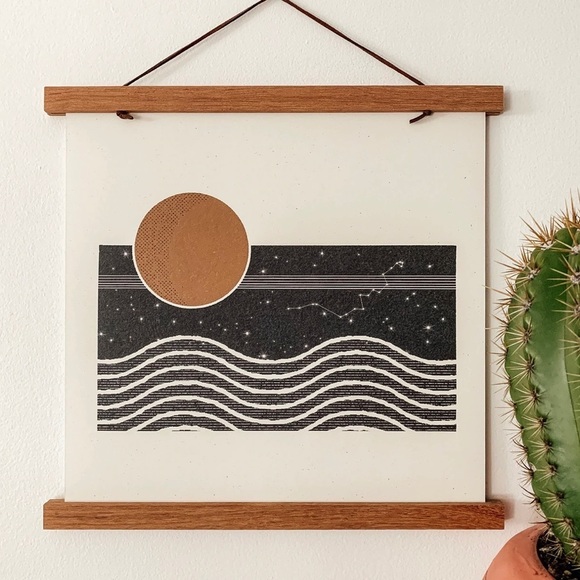 Boho Art Print 12”x12” “The Moon and Her Waves” - Picture 1 of 2